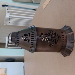 Metal tea light. Pfaltzgraff Village pattern.